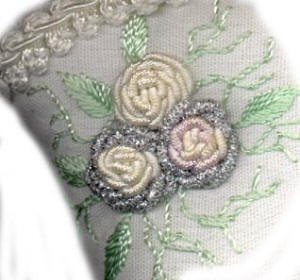 Brazilian  Embroidery Pattern Rose Marie's Boot close up