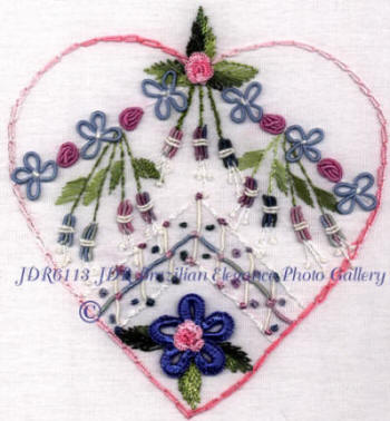 Brazilian Embroidery Hearts and Flowers Design JDR 6113 Leona's Heart